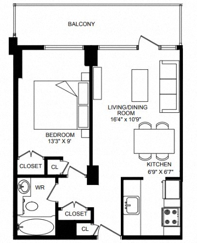 Floor plan layout diagram for 1D